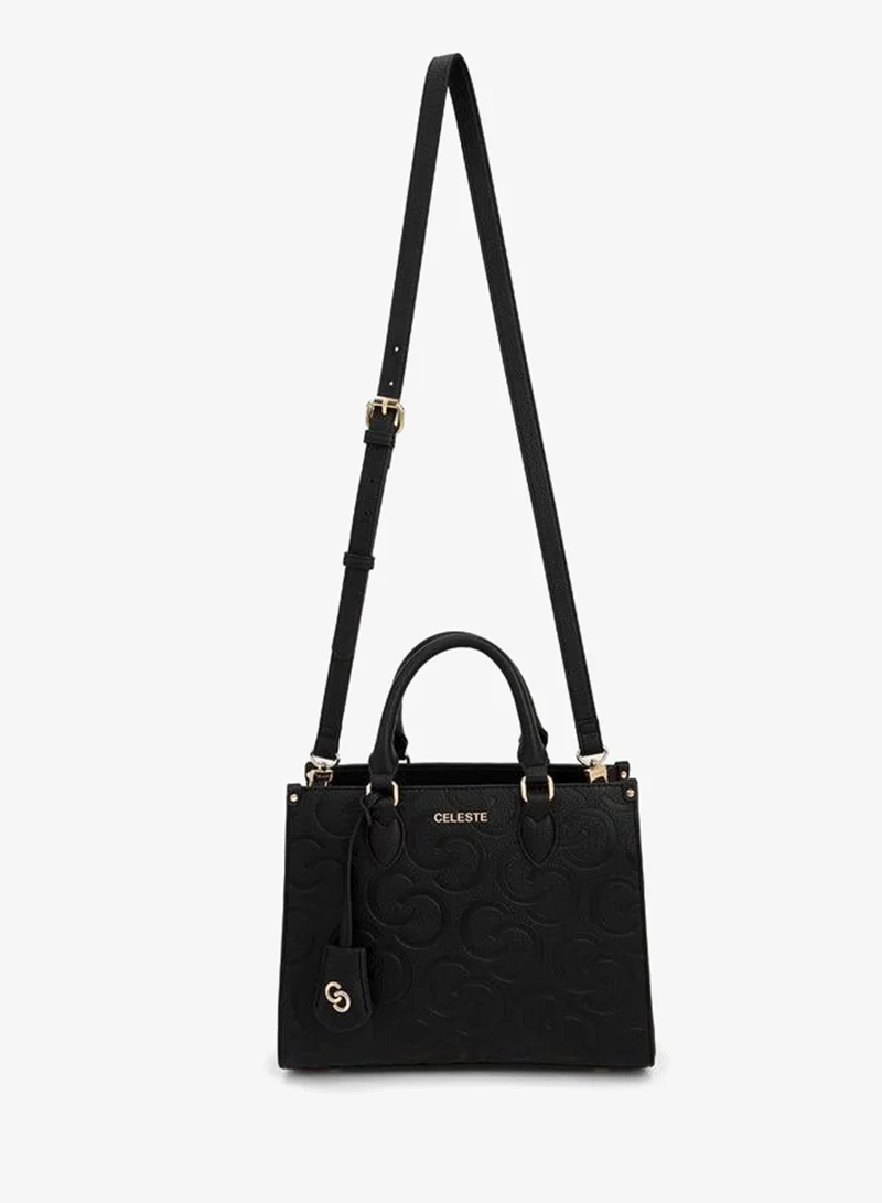 Celeste Monogram Embossed Tote Bag With Detachable Strap