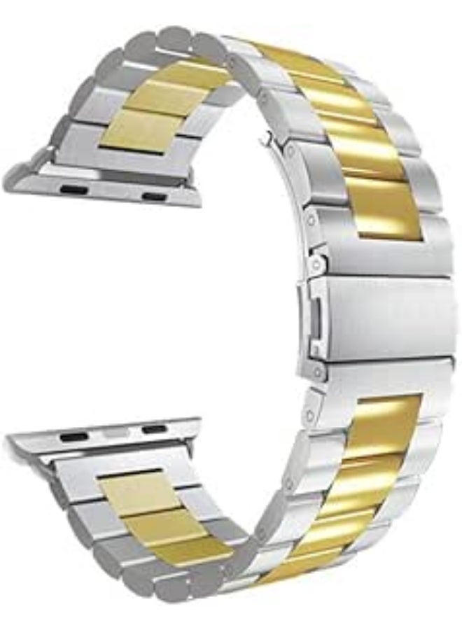 Metal Loop Watch For 45 - Mm Series 9 For (A-pple) Watch - Rose Gold Silver