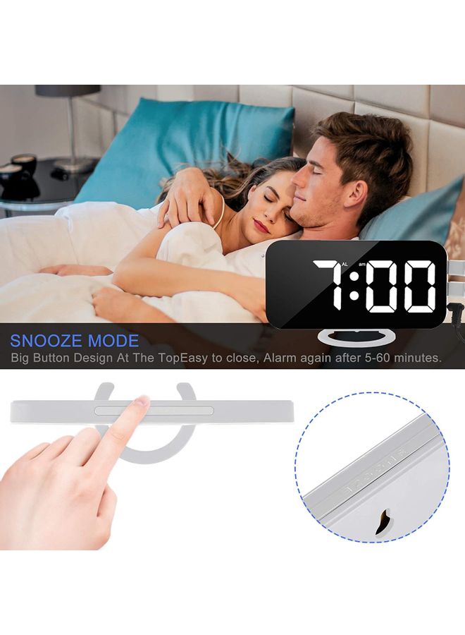 Halamodo Digital Alarm Clock with USB Charger,Large LED Mirror Despertador Nightstand Bedside Desk Table Clocks for Bedroom Office Living Room - Image 5