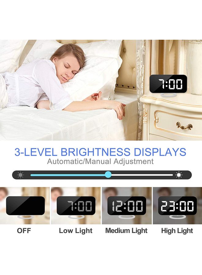 Halamodo Digital Alarm Clock with USB Charger,Large LED Mirror Despertador Nightstand Bedside Desk Table Clocks for Bedroom Office Living Room - Image 3