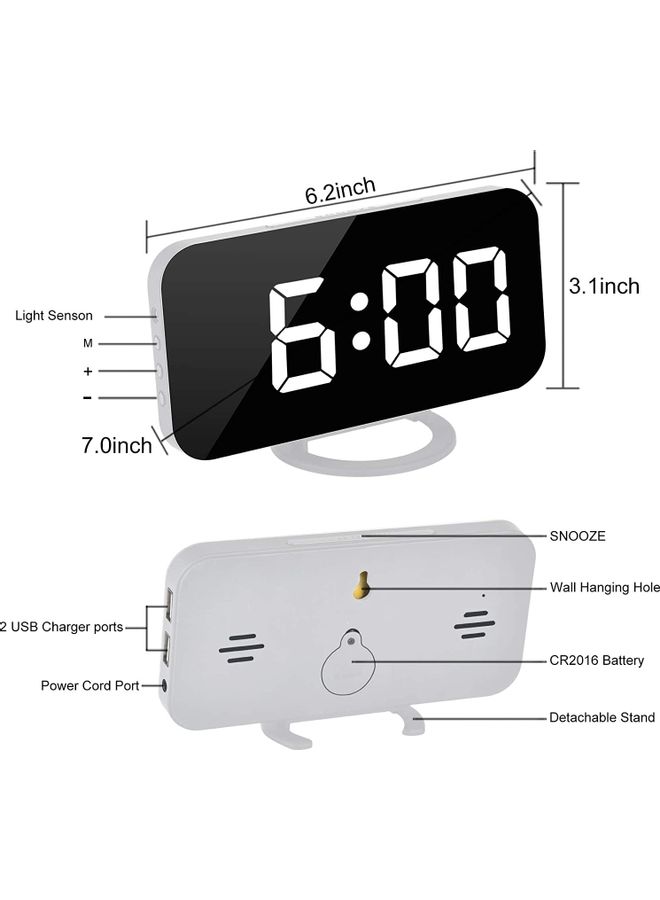 Halamodo Digital Alarm Clock with USB Charger,Large LED Mirror Despertador Nightstand Bedside Desk Table Clocks for Bedroom Office Living Room - Image 4
