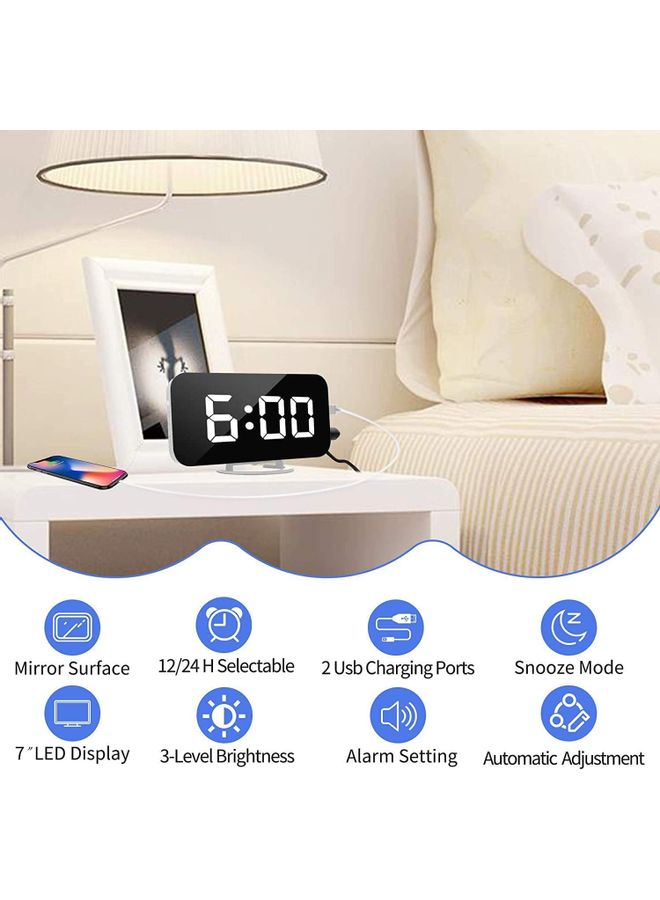 Halamodo Digital Alarm Clock with USB Charger,Large LED Mirror Despertador Nightstand Bedside Desk Table Clocks for Bedroom Office Living Room - Image 2
