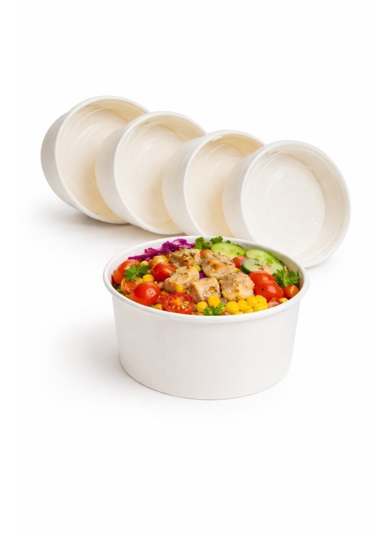 ايكواي أوعية إيكوواي الورقية شديدة التحمل والقابلة للتحلل الحيوي - [500 مل، عبوة من 25 وعاءً]، صديقة للبيئة وقابلة للتحلل الحيوي، مثالية للسلطة والحساء والحلويات، للاستخدام الساخن أو البارد، لون أبيض - Image 1