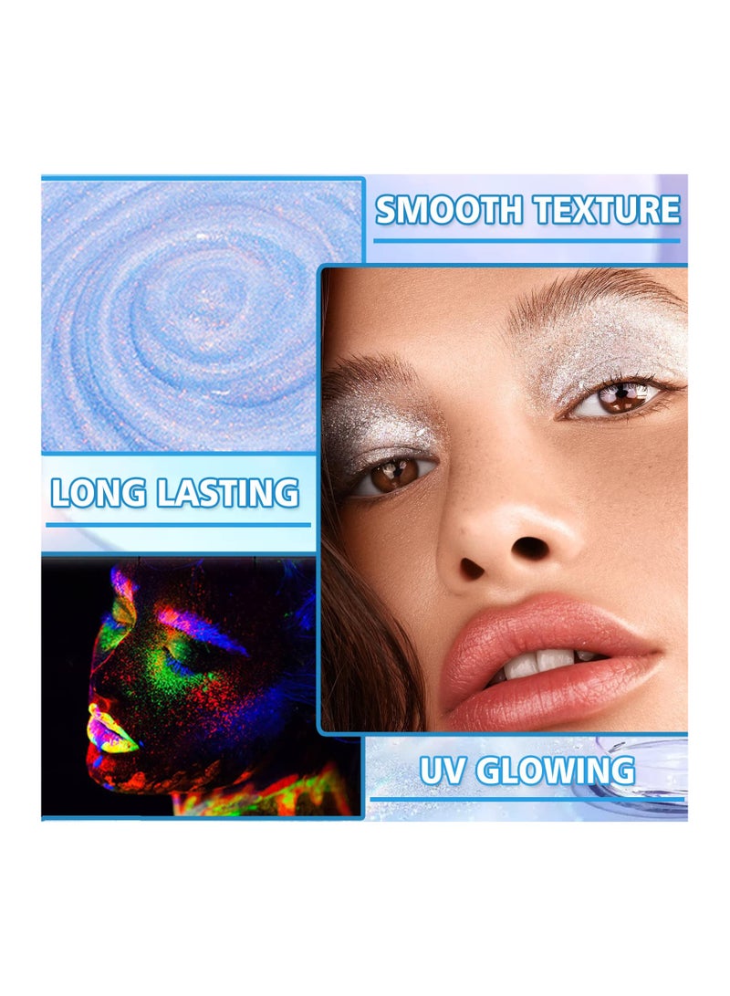 SYOSI Glow in The Dark Body Glitter Gel, Neon UV Body Glitter for Women,Face Glitter Gel Makeup,Festival Shimmer Fine Glitter Mixed with Gel for Body, Face and Hair Rave Accessories,1.76oz - Image 3