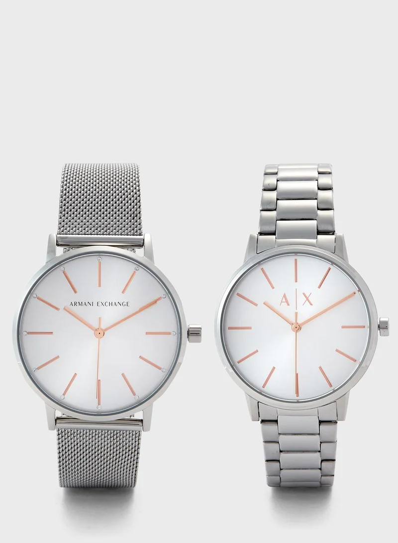 FOSSIL AX7112 Cayde Analog Couple Watch Set