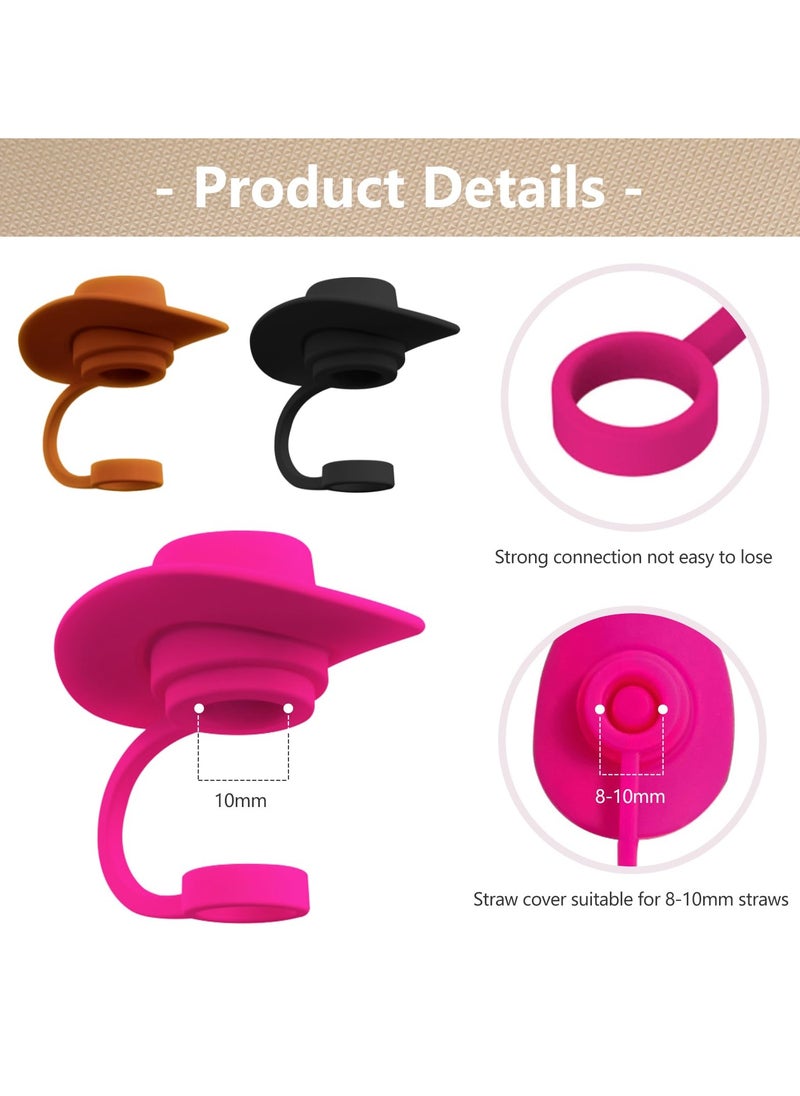 SYOSI - 6 PCS Cute Straw Cover Toppers for 8-10 mm Straw, Funny Cute Straw Cap Cover, Cup Accessories Straw Covers for Stanley, Cowboy Cap Straw Stoppers Protector Reusable Drinking Accessories - Image 1