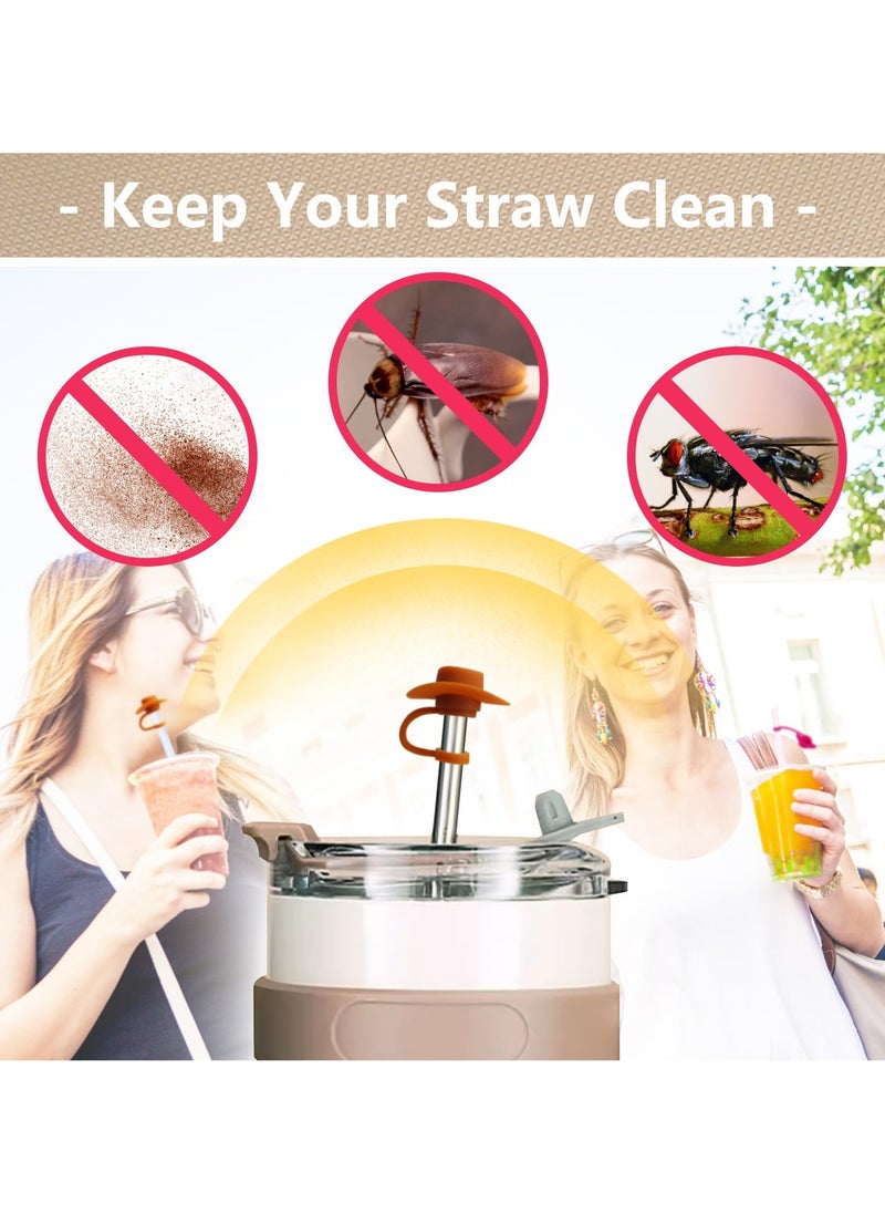 SYOSI - 6 PCS Cute Straw Cover Toppers for 8-10 mm Straw, Funny Cute Straw Cap Cover, Cup Accessories Straw Covers for Stanley, Cowboy Cap Straw Stoppers Protector Reusable Drinking Accessories - Image 1