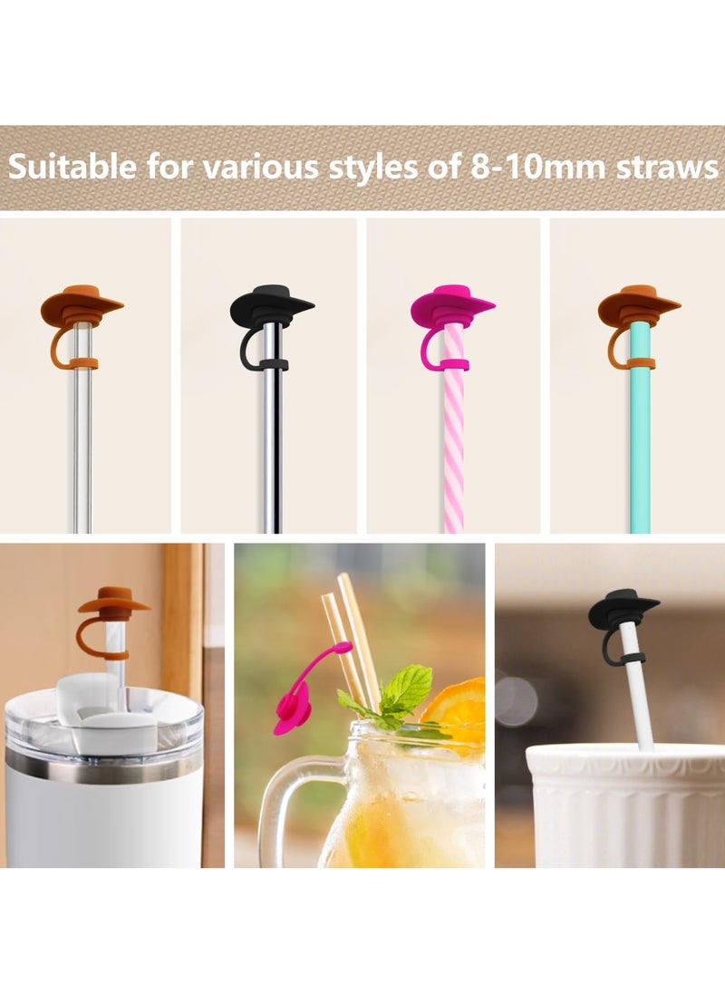 SYOSI - 6 PCS Cute Straw Cover Toppers for 8-10 mm Straw, Funny Cute Straw Cap Cover, Cup Accessories Straw Covers for Stanley, Cowboy Cap Straw Stoppers Protector Reusable Drinking Accessories - Image 1