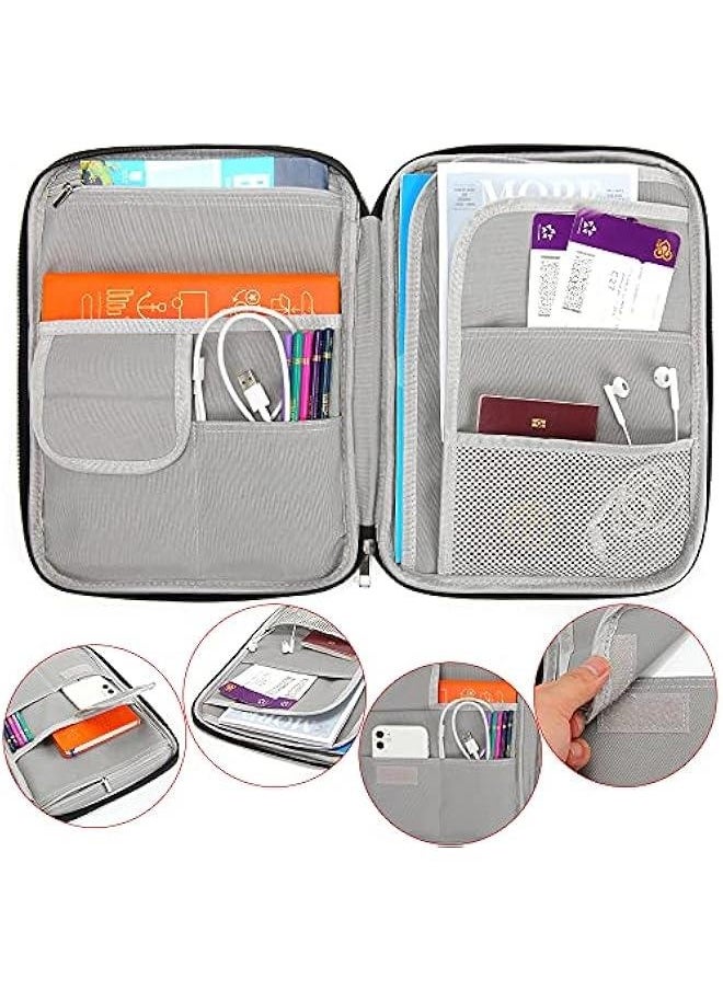 Generic - Multi-Functional A4 Document Bags Portfolio Organizer- Travel Pouch Zippered Case, Waterproof Journal Case for Notebook, Ipad, Pens, Passport, Business Documents (Gray) - Image 1
