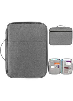 Generic Multi-Functional A4 Document Bags Portfolio Organizer- Travel Pouch Zippered Case, Waterproof Journal Case for Notebook, Ipad, Pens, Passport, Business Documents (Gray)  - Image 1