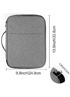 Generic Multi-Functional A4 Document Bags Portfolio Organizer- Travel Pouch Zippered Case, Waterproof Journal Case for Notebook, Ipad, Pens, Passport, Business Documents (Gray)  - Image 2