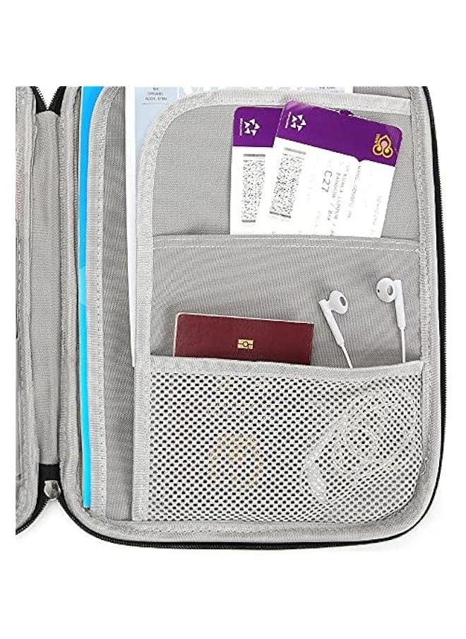 Generic - Multi-Functional A4 Document Bags Portfolio Organizer- Travel Pouch Zippered Case, Waterproof Journal Case for Notebook, Ipad, Pens, Passport, Business Documents (Gray) - Image 1