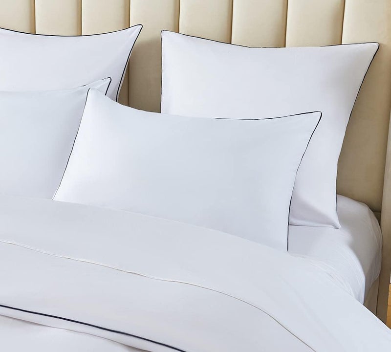 DAUAOTO Duvet Cover Twin/Twin XL Set, White with Contrasted Navy Piping Microfiber Bedding, 1 68"X86" Cover + 1 20"X26" Sham - Image 4