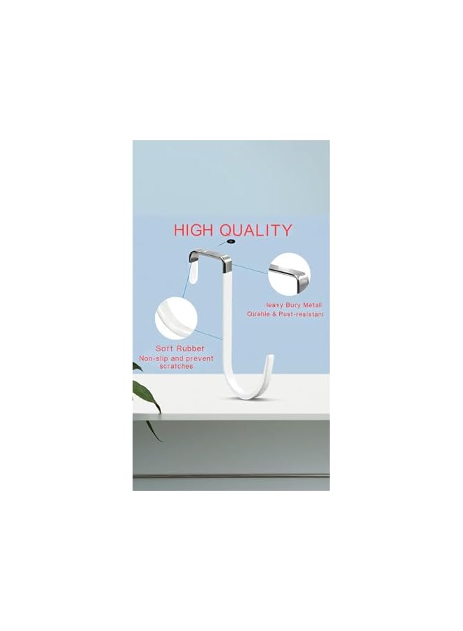 PROMASS promass Over the Door Hooks, 4 Pack Hangers with Rubber for Scratch Prevention - Heavy Duty Organizer for Living Room, Bathroom, Bedroom, Kitchen - Hanging Clothes, Towels, Hats, Coats (White)  - Image 5