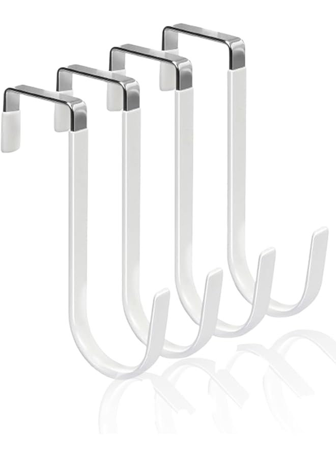 PROMASS promass Over the Door Hooks, 4 Pack Hangers with Rubber for Scratch Prevention - Heavy Duty Organizer for Living Room, Bathroom, Bedroom, Kitchen - Hanging Clothes, Towels, Hats, Coats (White)  - Image 1