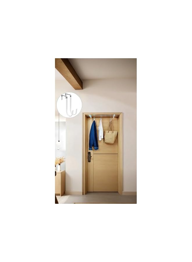PROMASS promass Over the Door Hooks, 4 Pack Hangers with Rubber for Scratch Prevention - Heavy Duty Organizer for Living Room, Bathroom, Bedroom, Kitchen - Hanging Clothes, Towels, Hats, Coats (White)  - Image 2