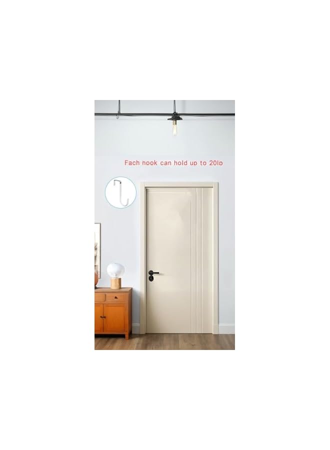 PROMASS promass Over the Door Hooks, 4 Pack Hangers with Rubber for Scratch Prevention - Heavy Duty Organizer for Living Room, Bathroom, Bedroom, Kitchen - Hanging Clothes, Towels, Hats, Coats (White)  - Image 3
