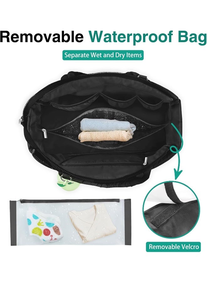 KUBYA Diaper Bag Tote, Baby Diaper Tote Bags Crossbody Hospital Bag Travel Large Mommy Bag, with Silicone Pacifier Case - Image 3