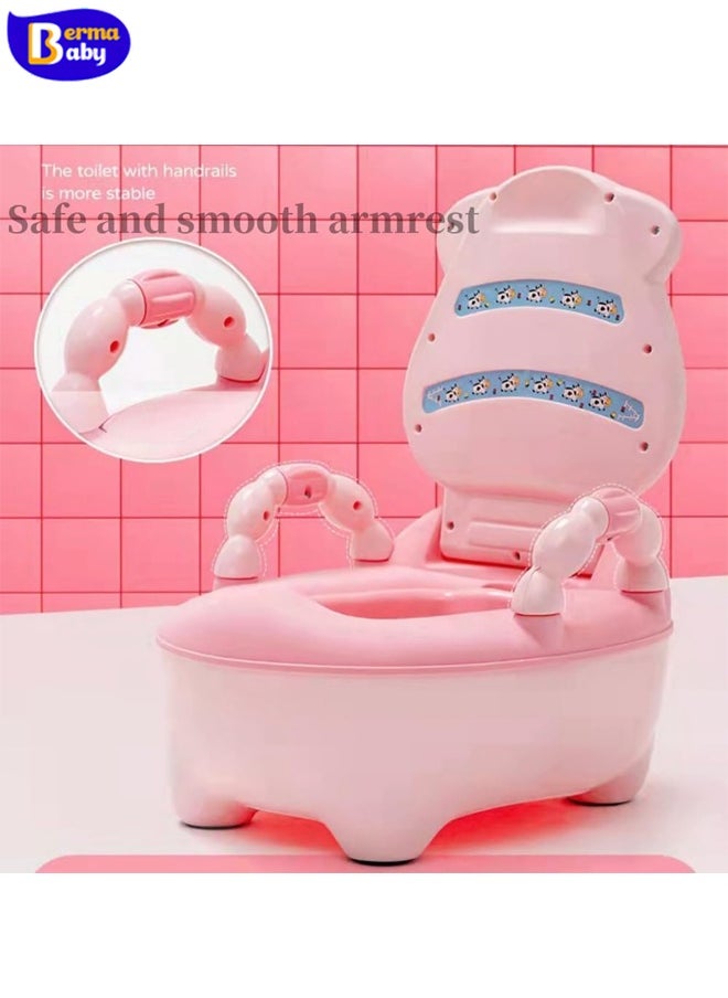 Berma Baby Children's toilet, baby potty training toilet, potty training seat with handles, toddler potty chair with high back support, removable potty, toilet paper dispenser and splash guard, non-slip, suitable for toddlers and children (pink)  - Image 5