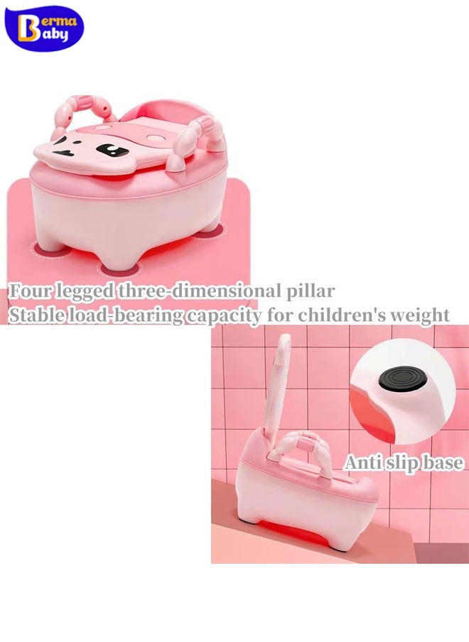 Berma Baby Children's toilet, baby potty training toilet, potty training seat with handles, toddler potty chair with high back support, removable potty, toilet paper dispenser and splash guard, non-slip, suitable for toddlers and children (pink)  - Image 3