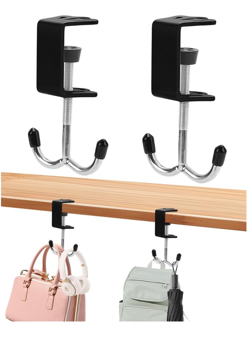 Bukela 2 Pack Heavy-Duty Purse Hooks for Table & Desk - 100lb Capacity High-Strength Alloy Hanger, Multi-Use Bag Holder for Handbag, Backpack, Headphone, Umbrellas, Office Table Accessories (Carbon Black) - Image 2