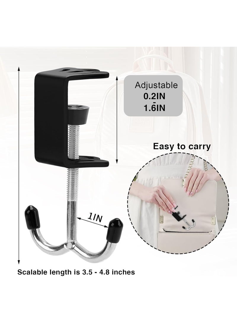 Bukela 2 Pack Heavy-Duty Purse Hooks for Table & Desk - 100lb Capacity High-Strength Alloy Hanger, Multi-Use Bag Holder for Handbag, Backpack, Headphone, Umbrellas, Office Table Accessories (Carbon Black) - Image 1