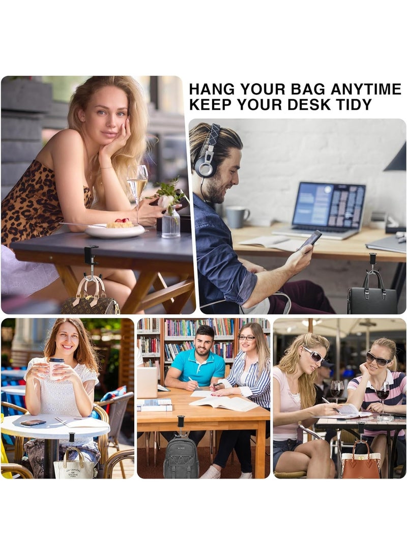 Bukela 2 Pack Heavy-Duty Purse Hooks for Table & Desk - 100lb Capacity High-Strength Alloy Hanger, Multi-Use Bag Holder for Handbag, Backpack, Headphone, Umbrellas, Office Table Accessories (Carbon Black) - Image 5