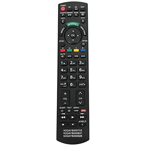 PERFASCIN New N2QAYB000703 N2QAYB000837 N2QAYB000926 Replacement Remote fit for Panasonic TV TC-39AS530U TC-40AS520U TC-42AS630U TC-50AS530U TC-50AS530UE TC-50AS630U TC-50ASU534 TC-55AS530U TC-55AS530UE - Image 1