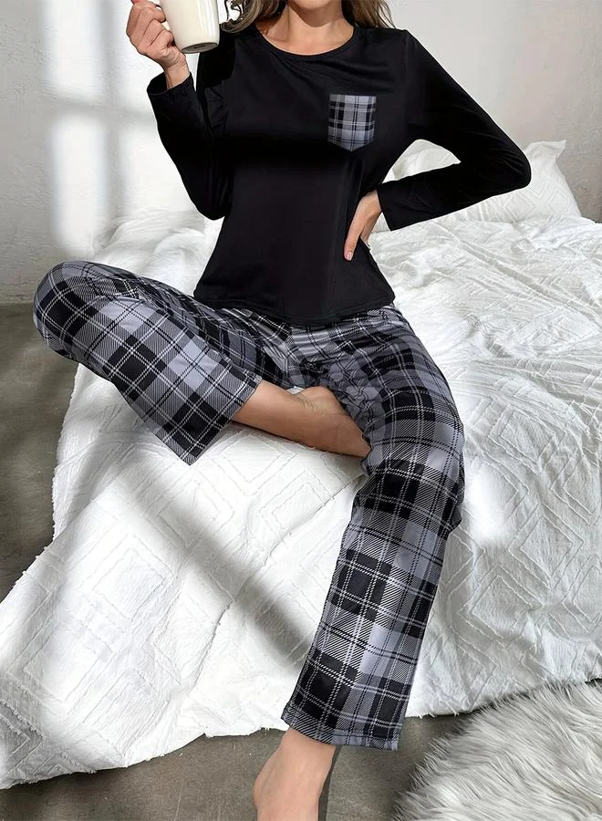 Take Two Take Two Pocket Detail Long Sleeve T-Shirt and Pyjama Set
