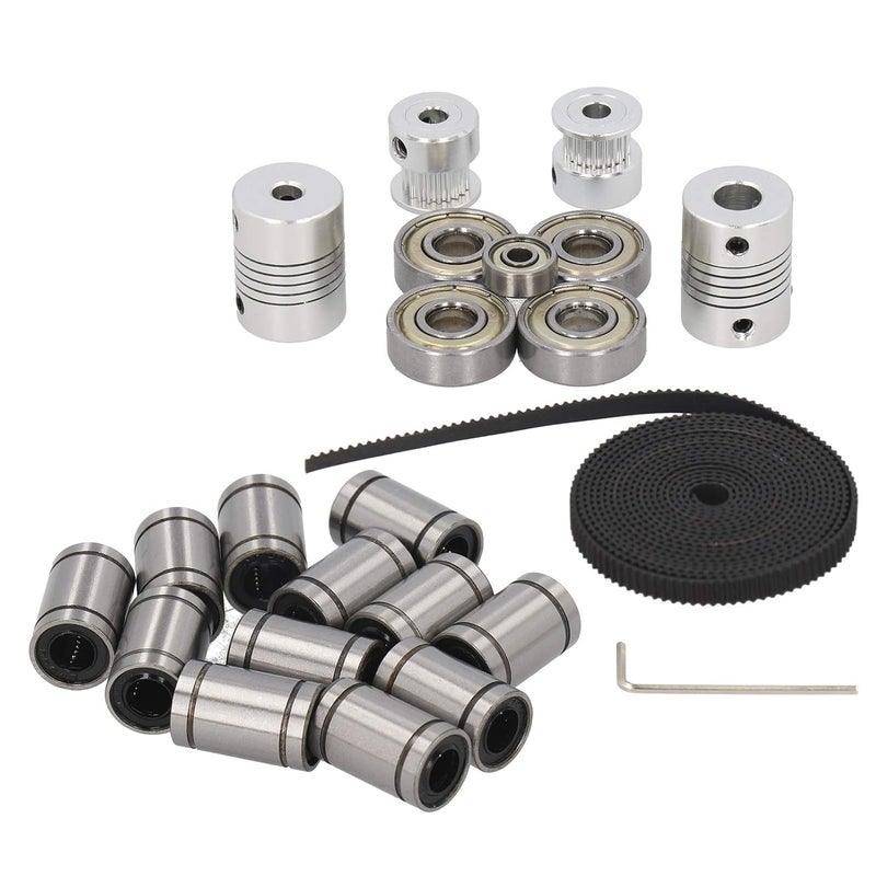 3D Printer LM8UU Bearing Kit with Motor Shaft Coupler, GT2 Pulley and Belt, Aluminum Alloy Pulley Set for i3 Printer - Image 2