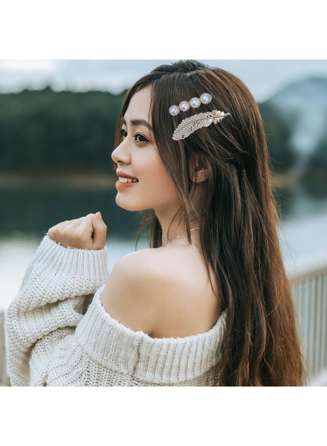 JPV Premium Korean Style Pearl Metal Hair clips | Rhinestones Plastic Pearl Barrettes Flower Lock Pin Hair Accessories for Women & Girls (10 Pcs, Multicolor) - Image 4