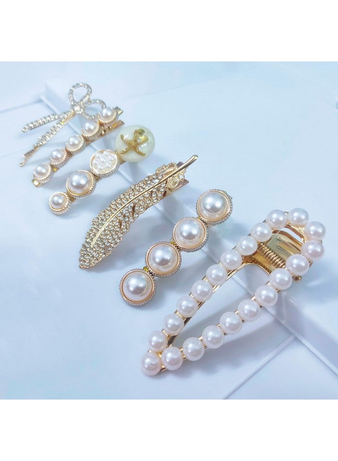 JPV Premium Korean Style Pearl Metal Hair clips | Rhinestones Plastic Pearl Barrettes Flower Lock Pin Hair Accessories for Women & Girls (10 Pcs, Multicolor) - Image 2