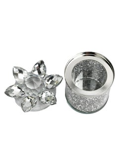 Generic Crystal Box With Lid, Lotus Storage Box, Stones And Crystal Storage Box, Candy Box Gift, Dry Fruits And Nuts Gift Box, Storage Box With Lid -  Clear Silver  - Image 3