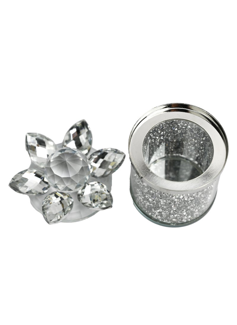 Generic Crystal Box With Lid, Lotus Storage Box, Stones And Crystal Storage Box, Candy Box Gift, Dry Fruits And Nuts Gift Box, Storage Box With Lid -  Clear Silver  - Image 3