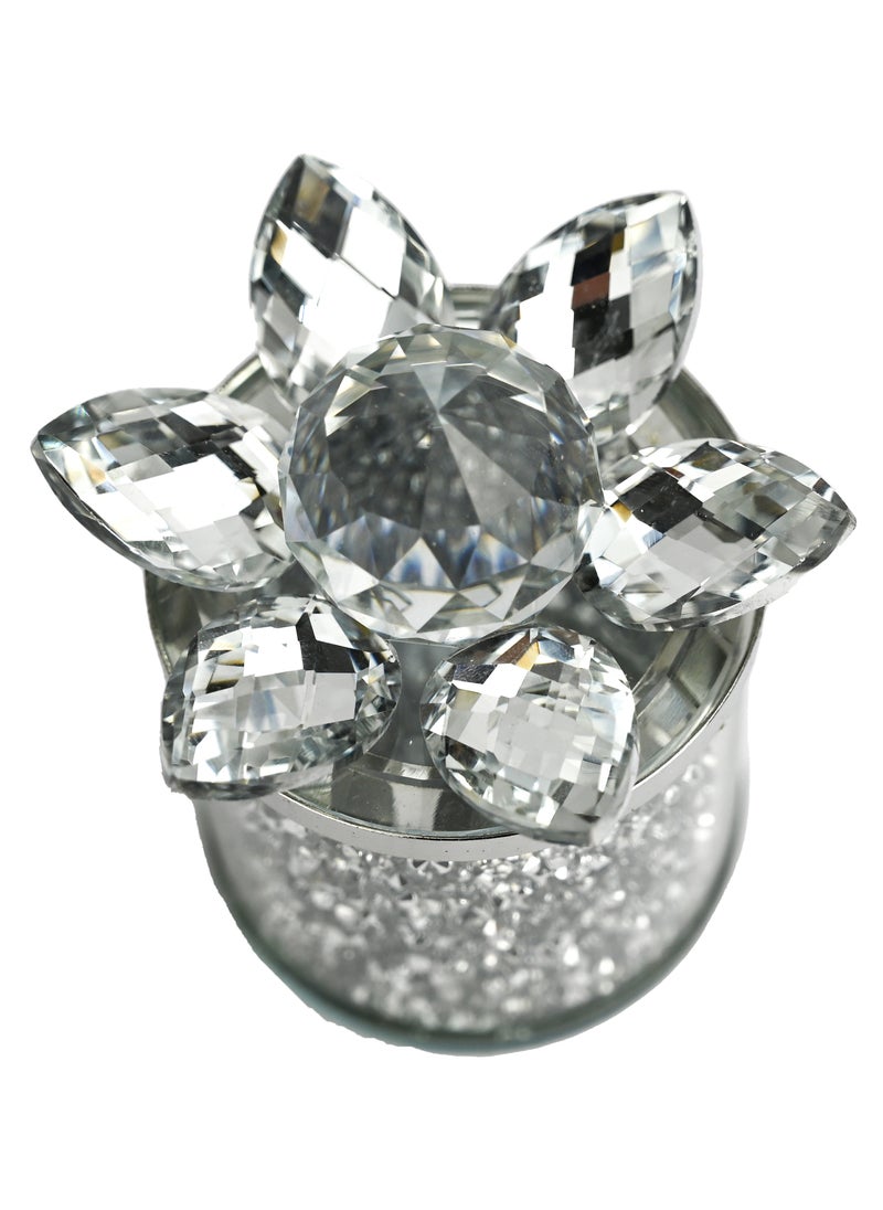 Generic Crystal Box With Lid, Lotus Storage Box, Stones And Crystal Storage Box, Candy Box Gift, Dry Fruits And Nuts Gift Box, Storage Box With Lid -  Clear Silver  - Image 2