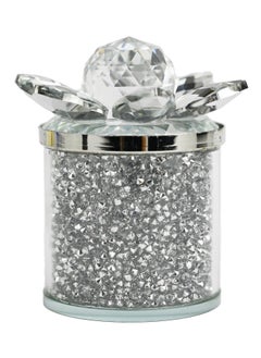 Generic Crystal Box With Lid, Lotus Storage Box, Stones And Crystal Storage Box, Candy Box Gift, Dry Fruits And Nuts Gift Box, Storage Box With Lid -  Clear Silver  - Image 1