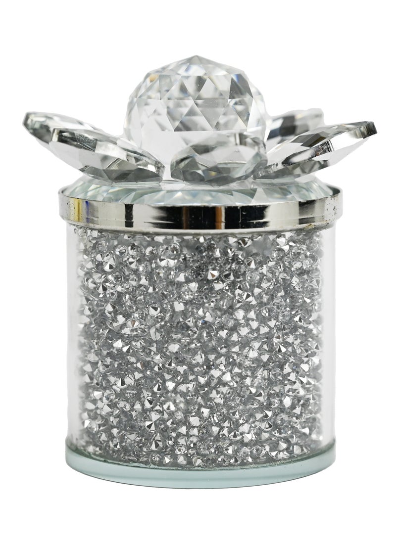 Generic Crystal Box With Lid, Lotus Storage Box, Stones And Crystal Storage Box, Candy Box Gift, Dry Fruits And Nuts Gift Box, Storage Box With Lid -  Clear Silver  - Image 1