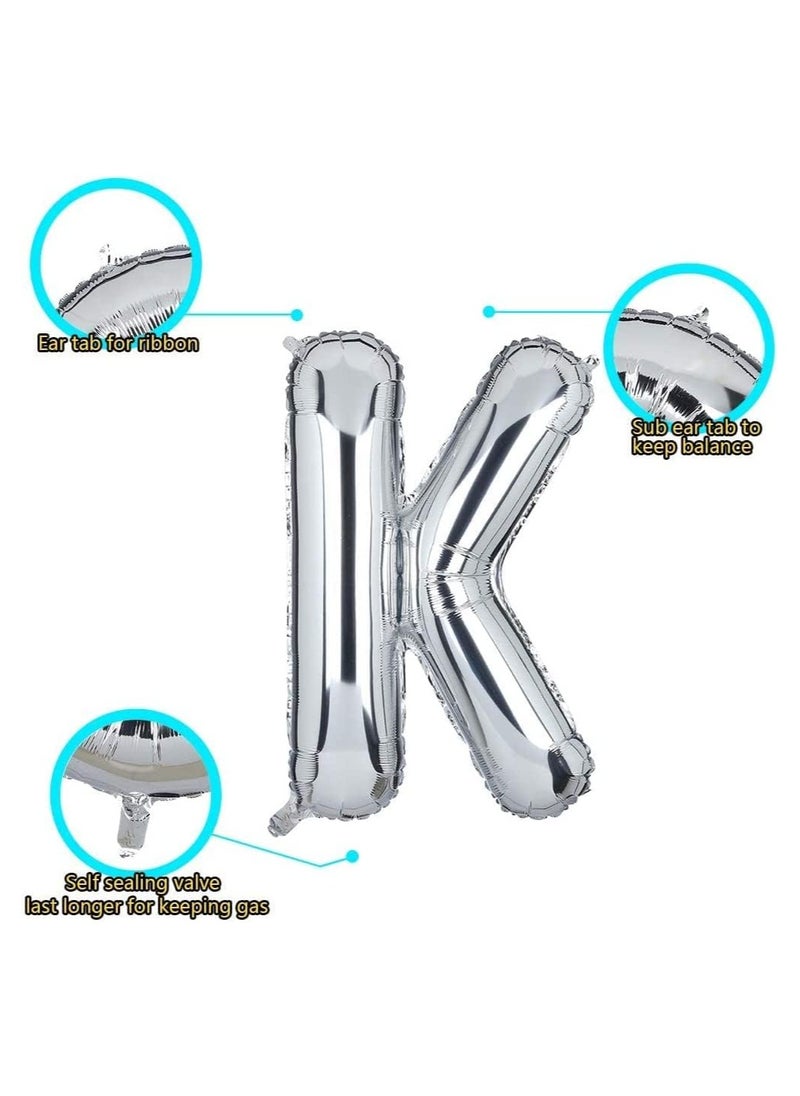 Goldedge 32 Inch Giant Silver Letter K Foil Helium Balloons Big Single Mylar Balloon Birthday Party Decoration Supply Baby Shower (Silver K)  - Image 2