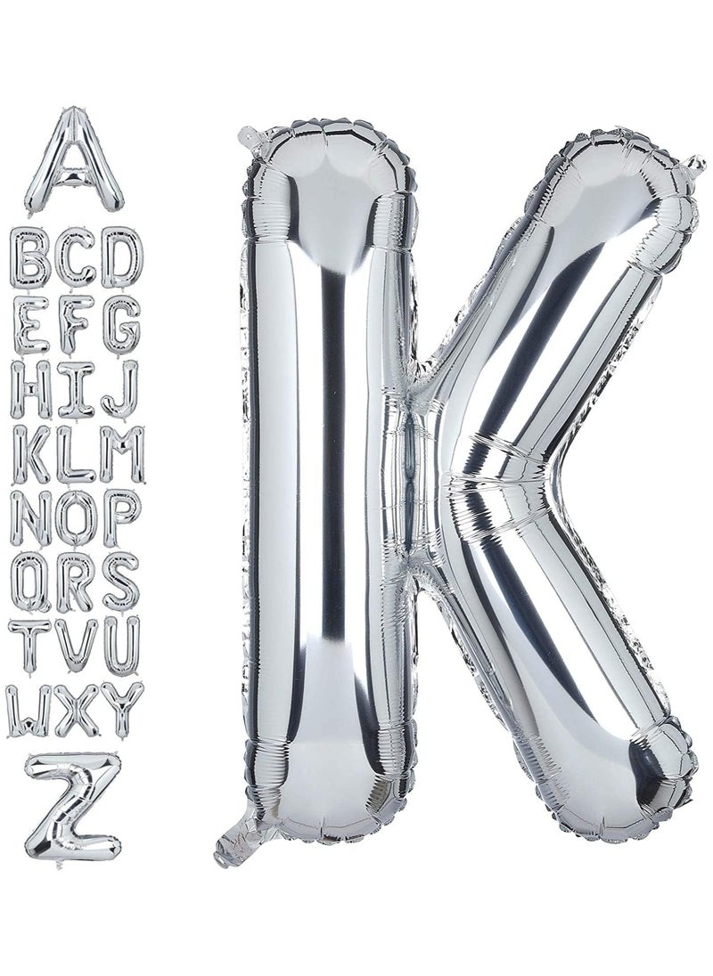 Goldedge 32 Inch Giant Silver Letter K Foil Helium Balloons Big Single Mylar Balloon Birthday Party Decoration Supply Baby Shower (Silver K)  - Image 4
