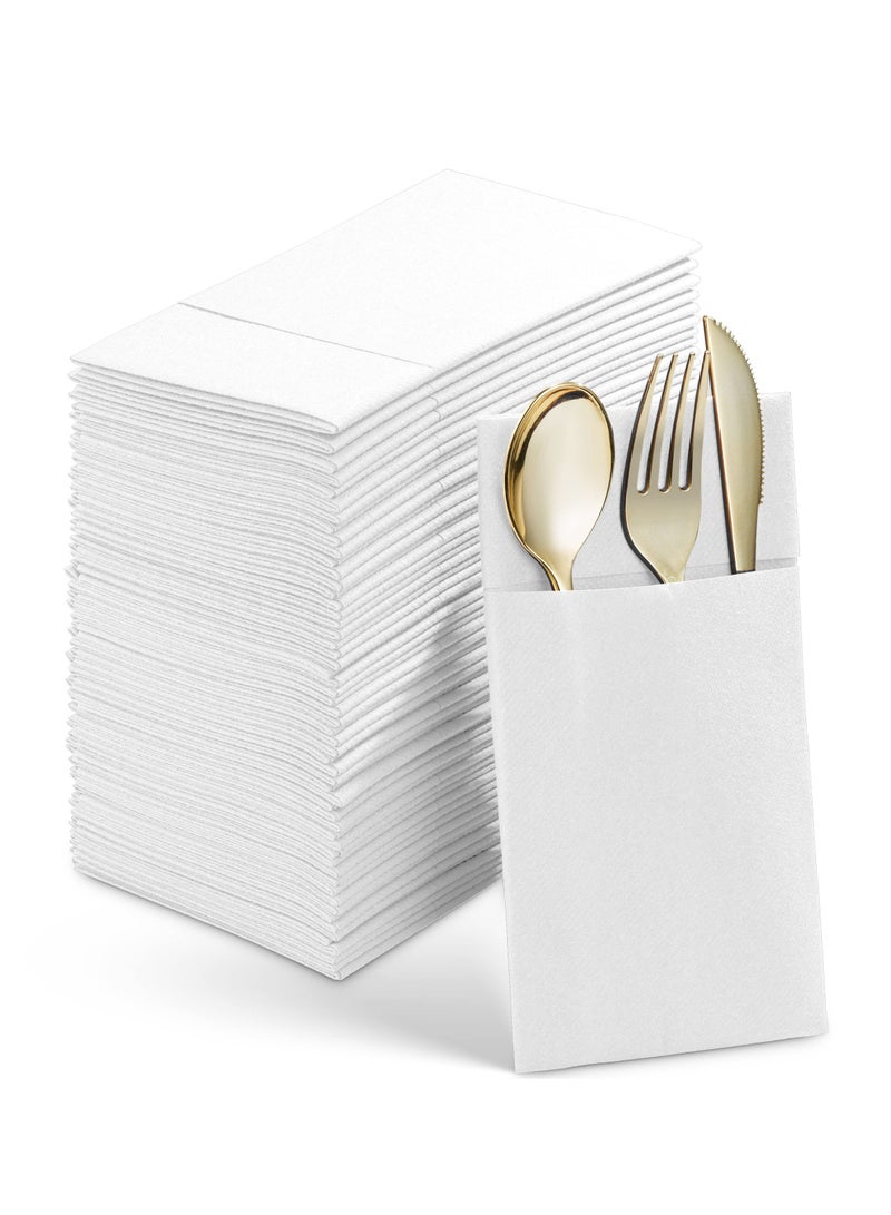 عام يمكن التخلص منها منديل الغبار ، المدمج في كيس أدوات المائدة ، قبل مطوية من القماش على شكل منديل لحفلات الزفاف أو الأطراف - Image 1