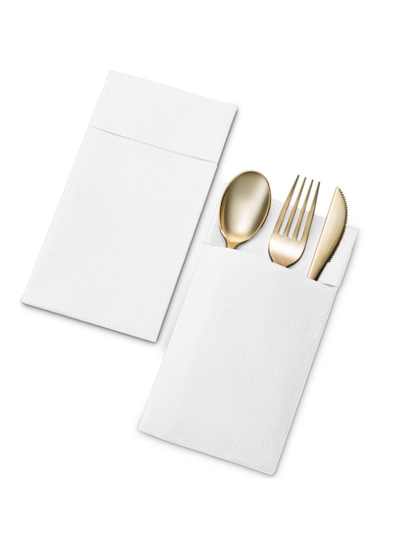 عام يمكن التخلص منها منديل الغبار ، المدمج في كيس أدوات المائدة ، قبل مطوية من القماش على شكل منديل لحفلات الزفاف أو الأطراف - Image 2