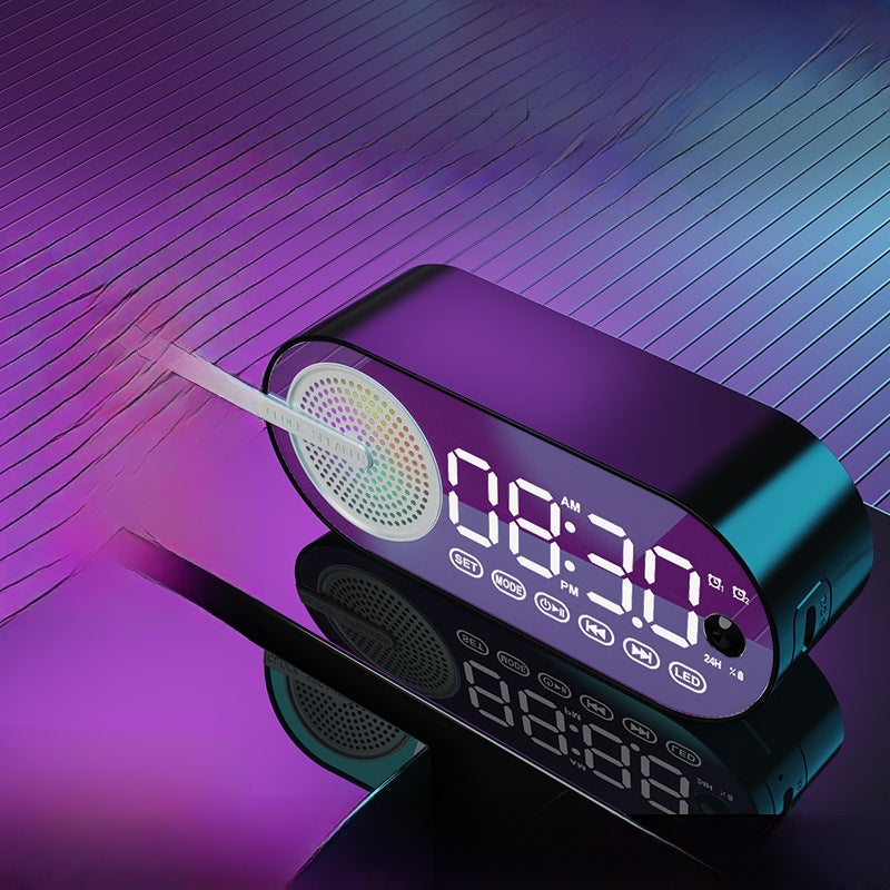 Bluetooth Speaker AI Alarm Clock Radio [Flare black-induction version] clock + alarm clock + Bluetooth + TF card slot + night light + ultra-long standby 