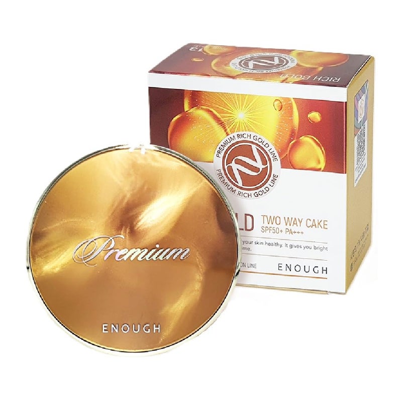 Enough Rich Gold Two Way Cake SPF50 Korean Makeup Setting Powder Foundation Tattoo Cover Up Sunscreen for Face Loose Powder Makeup  Refill Including 21 Transparent Beige 039 oz