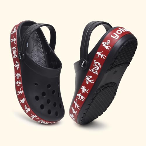 YOHO Hacker Clogs for Women | All-Day Comfort | Vibrant Style | Easy Care | Unique Tribal Print | Indoor-Outdoor Versatility | Classic Black - UK 6 - Image 5