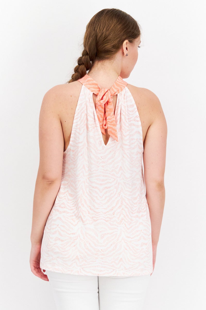 HALSTON Women Halter Neck Sleeveless Top, White - Image 3