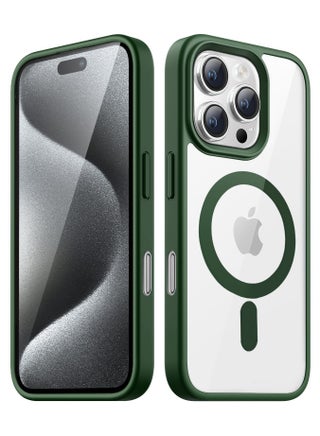 جراب مغناطيسي لهاتف iPhone 16 Pro مقاس 6.3 بوصة متوافق مع MagSafe، غطاء ممتص للصدمات للهاتف، إطار TPU غير لامع بلون سادة، ظهر شفاف مضاد للخدش (أخضر) - pzsku/Z1150351F5892C71BE01FZ/45/_/1729636441/0b3b4cb5-0128-45c5-9450-fc3c192f90f4