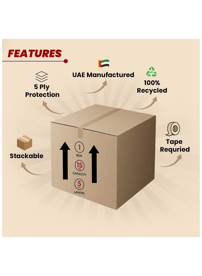 GINI Carton 5‑Ply Heavy‑Duty Corrugated Box 45X45X45CM Pack of 5 - Image 5