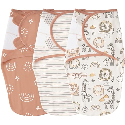 Yoofoss Baby Swaddles for Newborns 100 Cotton Adjustable Swaddle 03 Months 3 Pack Newborn Swaddle Sack Breathable SoftSmall - Image 1
