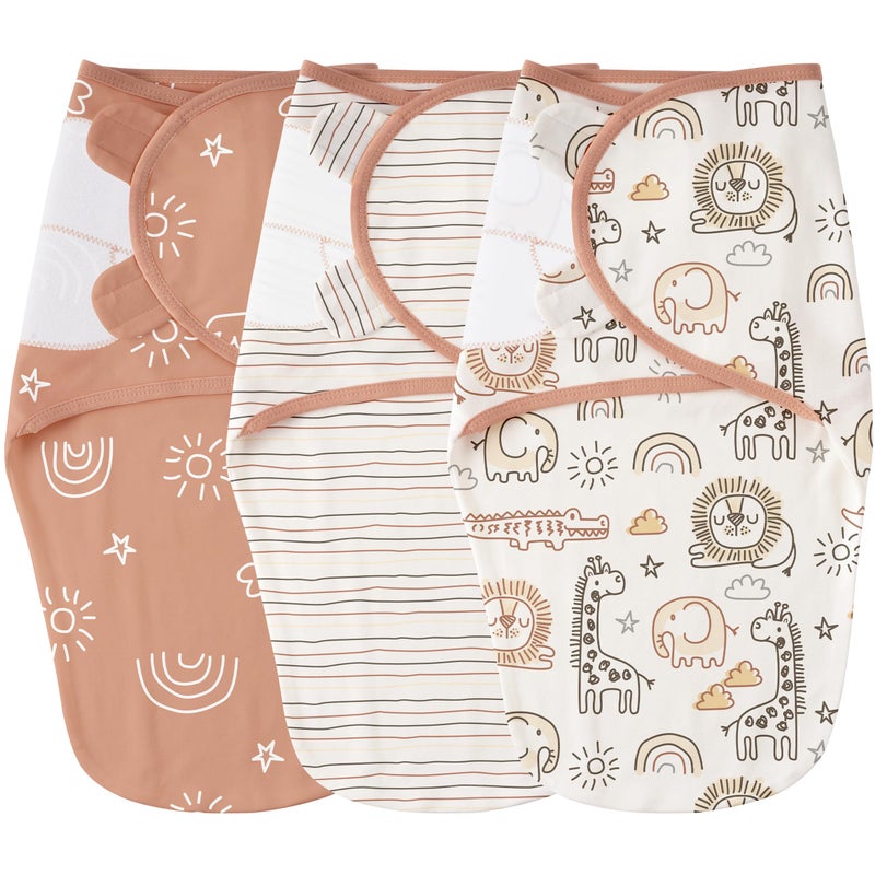 Yoofoss Baby Swaddles for Newborns 100 Cotton Adjustable Swaddle 03 Months 3 Pack Newborn Swaddle Sack Breathable SoftSmall - Image 2