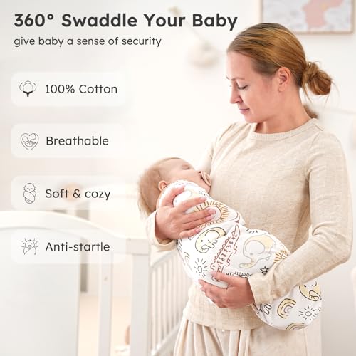 Yoofoss Baby Swaddles for Newborns 100 Cotton Adjustable Swaddle 03 Months 3 Pack Newborn Swaddle Sack Breathable SoftSmall - Image 3
